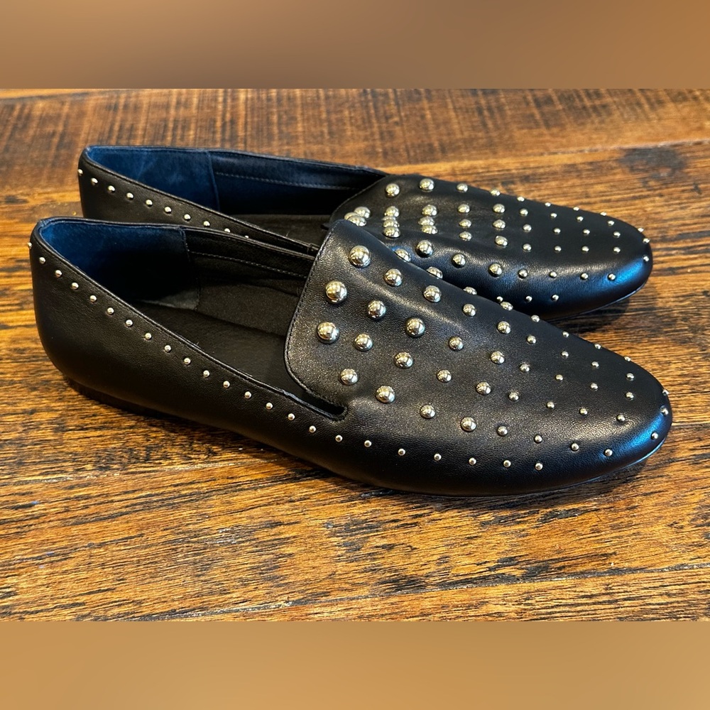 Chico's Black Silver Studded Women’s Hillary Loafers NWT Size 9.5